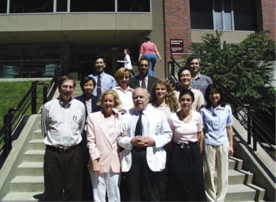 In 1999, at the entrance of The Wellman Center for Photomedicine: R. Rox Anderson (far left of the front row), Thomas B. Fitzpatrick (third from the left in the front row), and the author (right side of the third row)